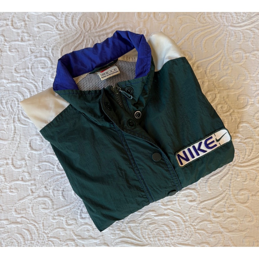 Vintage 90s Nike White Tag Colorblock Swoosh Windbreaker Track Jacket Medium